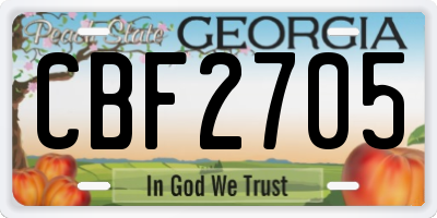GA license plate CBF2705