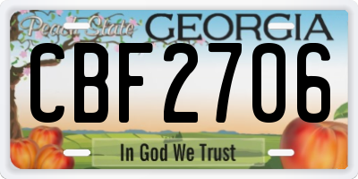 GA license plate CBF2706