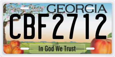GA license plate CBF2712