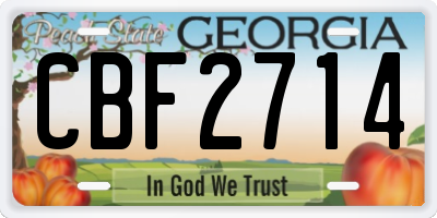 GA license plate CBF2714