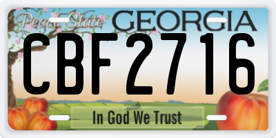 GA license plate CBF2716