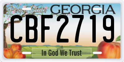 GA license plate CBF2719