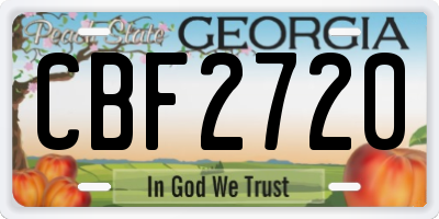 GA license plate CBF2720