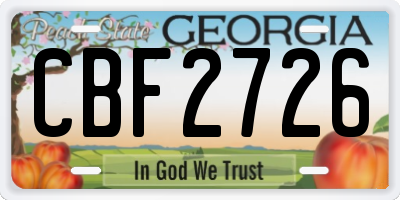 GA license plate CBF2726