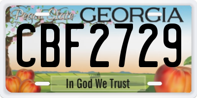 GA license plate CBF2729