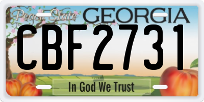 GA license plate CBF2731