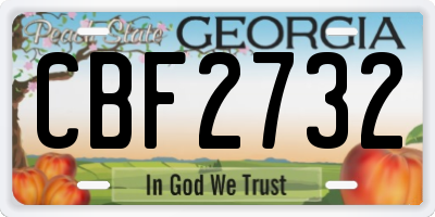 GA license plate CBF2732