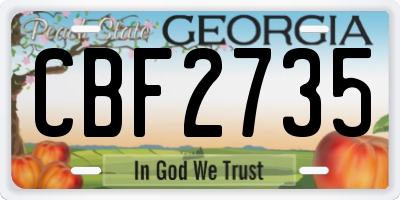 GA license plate CBF2735