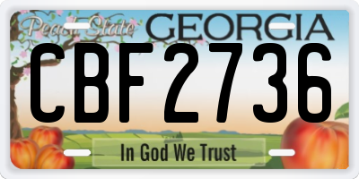 GA license plate CBF2736