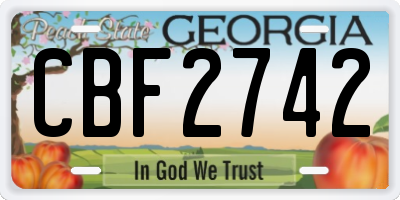 GA license plate CBF2742