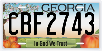 GA license plate CBF2743