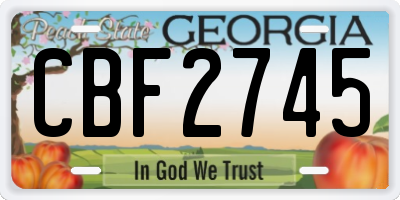 GA license plate CBF2745
