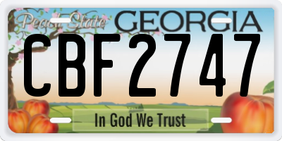 GA license plate CBF2747