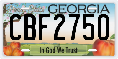 GA license plate CBF2750