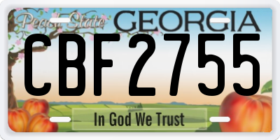 GA license plate CBF2755
