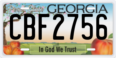 GA license plate CBF2756