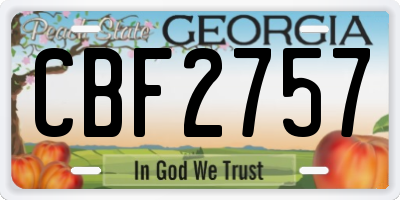 GA license plate CBF2757