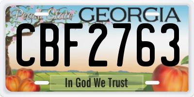 GA license plate CBF2763