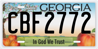 GA license plate CBF2772
