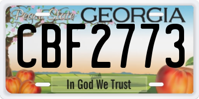 GA license plate CBF2773