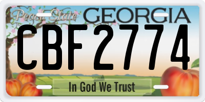 GA license plate CBF2774