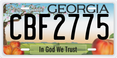 GA license plate CBF2775