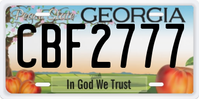 GA license plate CBF2777