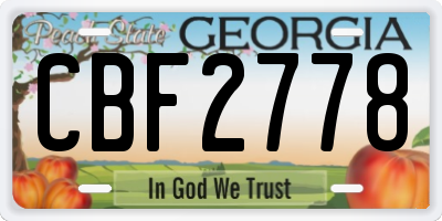 GA license plate CBF2778