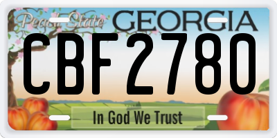 GA license plate CBF2780