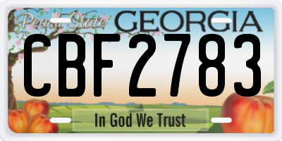 GA license plate CBF2783