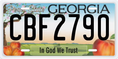 GA license plate CBF2790