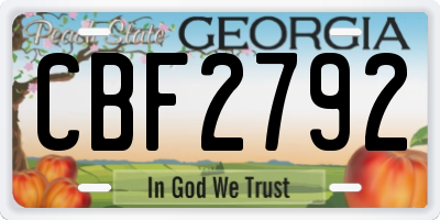 GA license plate CBF2792