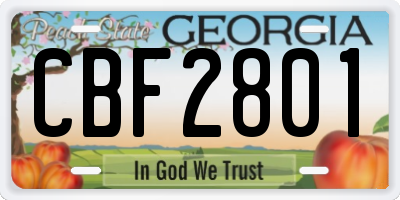 GA license plate CBF2801