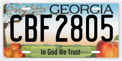 GA license plate CBF2805