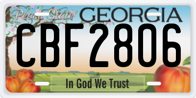 GA license plate CBF2806