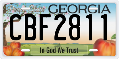 GA license plate CBF2811