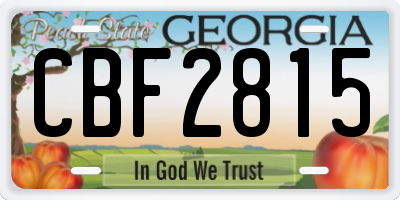 GA license plate CBF2815