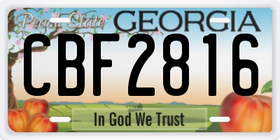 GA license plate CBF2816