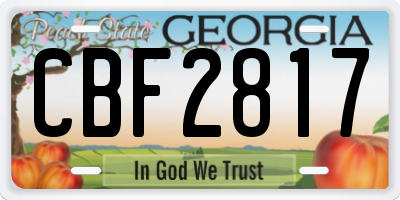 GA license plate CBF2817