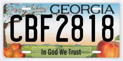 GA license plate CBF2818