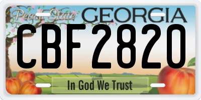 GA license plate CBF2820