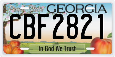 GA license plate CBF2821