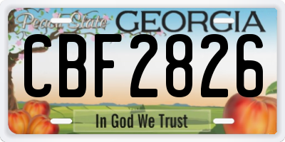 GA license plate CBF2826