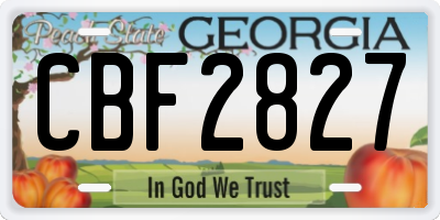 GA license plate CBF2827