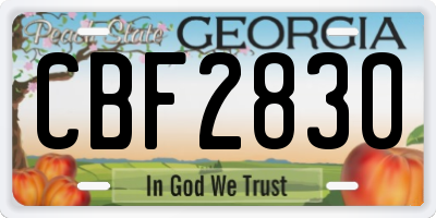 GA license plate CBF2830