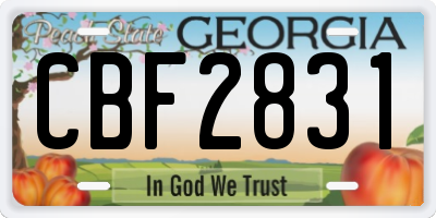GA license plate CBF2831