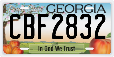 GA license plate CBF2832