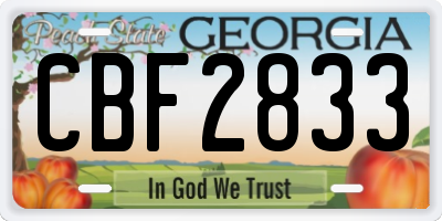 GA license plate CBF2833