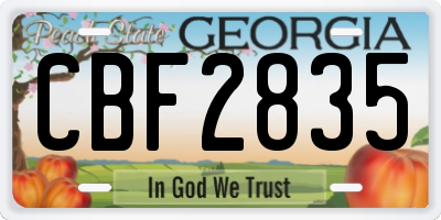 GA license plate CBF2835