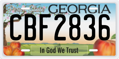 GA license plate CBF2836